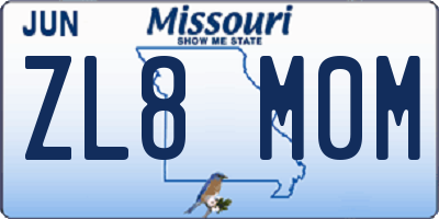 MO license plate ZL8M0M