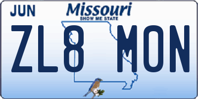 MO license plate ZL8M0N