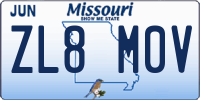 MO license plate ZL8M0V