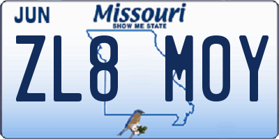 MO license plate ZL8M0Y