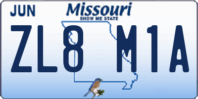 MO license plate ZL8M1A