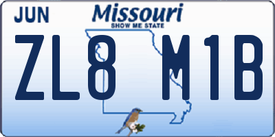MO license plate ZL8M1B
