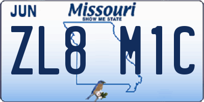 MO license plate ZL8M1C