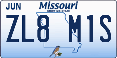 MO license plate ZL8M1S