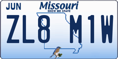 MO license plate ZL8M1W