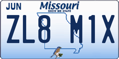 MO license plate ZL8M1X