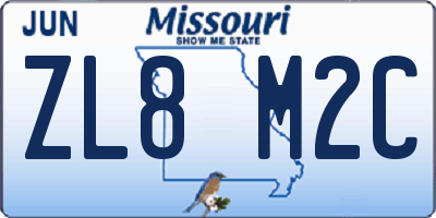 MO license plate ZL8M2C