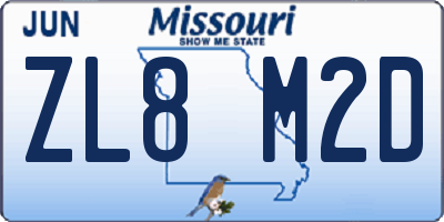 MO license plate ZL8M2D