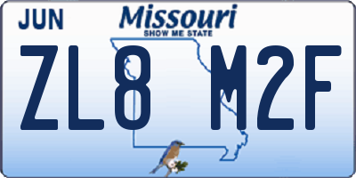 MO license plate ZL8M2F