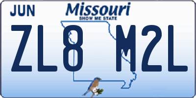 MO license plate ZL8M2L