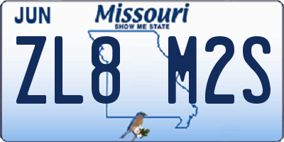 MO license plate ZL8M2S