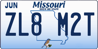MO license plate ZL8M2T