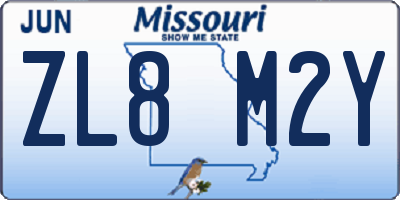MO license plate ZL8M2Y
