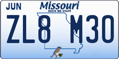 MO license plate ZL8M3O