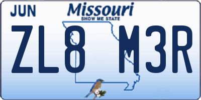 MO license plate ZL8M3R