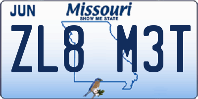 MO license plate ZL8M3T