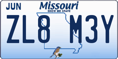MO license plate ZL8M3Y