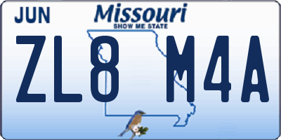 MO license plate ZL8M4A