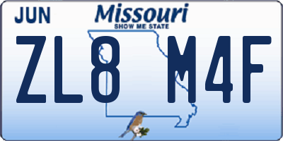 MO license plate ZL8M4F