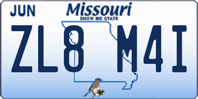 MO license plate ZL8M4I