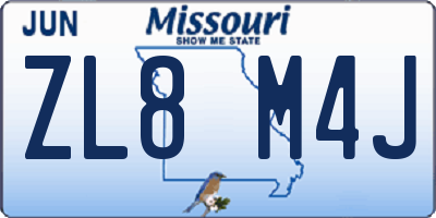 MO license plate ZL8M4J