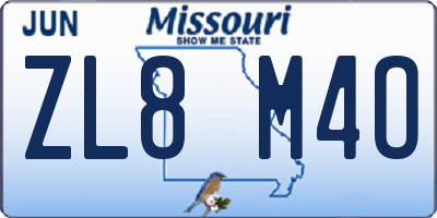 MO license plate ZL8M4O