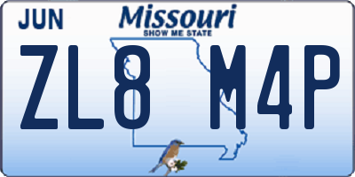 MO license plate ZL8M4P