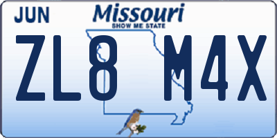 MO license plate ZL8M4X