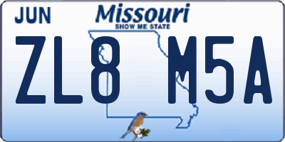 MO license plate ZL8M5A