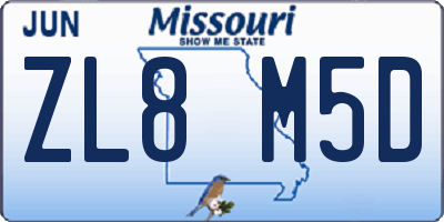 MO license plate ZL8M5D