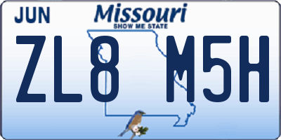 MO license plate ZL8M5H