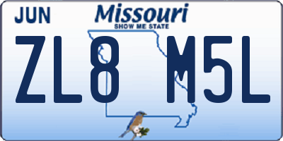 MO license plate ZL8M5L