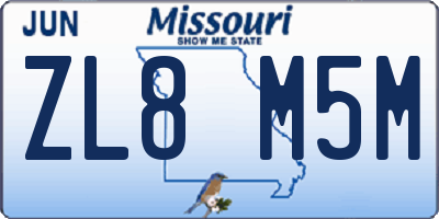 MO license plate ZL8M5M