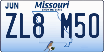 MO license plate ZL8M5O
