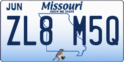 MO license plate ZL8M5Q
