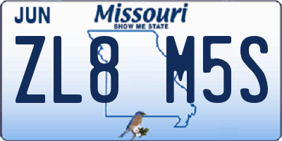 MO license plate ZL8M5S