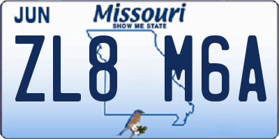 MO license plate ZL8M6A