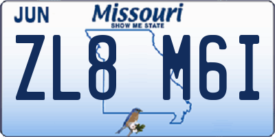 MO license plate ZL8M6I