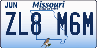 MO license plate ZL8M6M