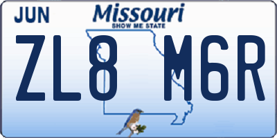 MO license plate ZL8M6R