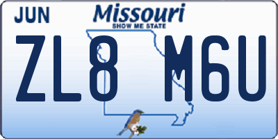 MO license plate ZL8M6U