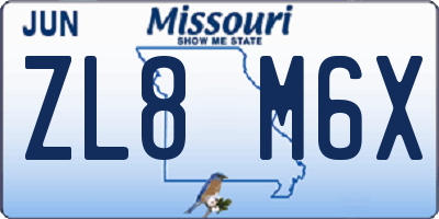 MO license plate ZL8M6X