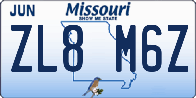 MO license plate ZL8M6Z
