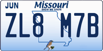 MO license plate ZL8M7B