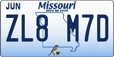 MO license plate ZL8M7D