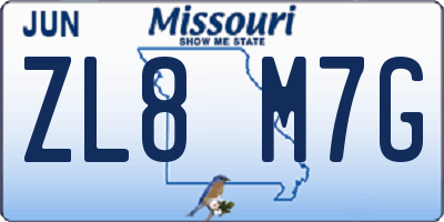 MO license plate ZL8M7G