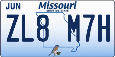 MO license plate ZL8M7H