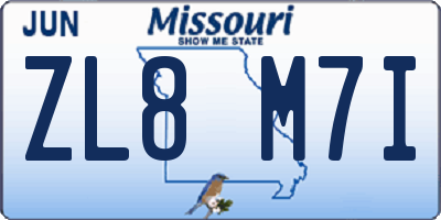 MO license plate ZL8M7I