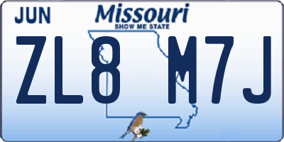 MO license plate ZL8M7J