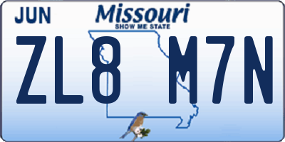 MO license plate ZL8M7N